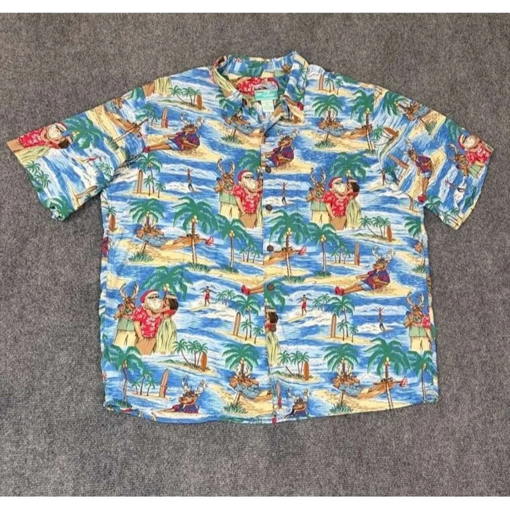 Vintage Reyn Spooner Christmas Santa Short Sleeve Hawaiian Camp Shirt - Size XL